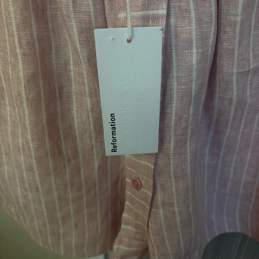 NWT Reformation Billy Linen Short Pink Baby Girl Striped Size XS - Picture 7 of 15